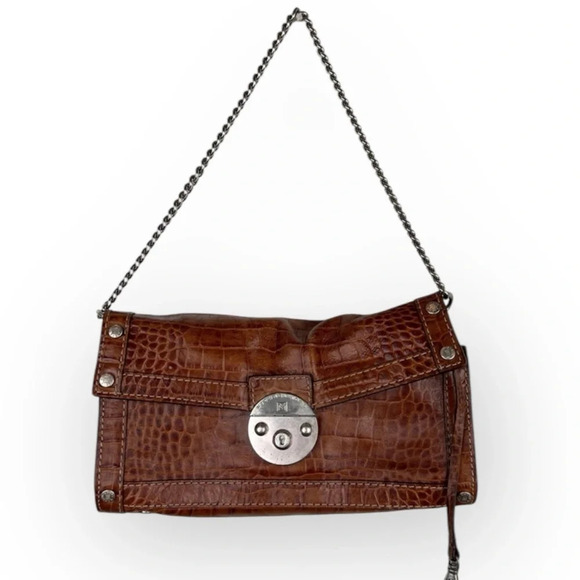 MICHAEL Michael Kors Handbags - MICHAEL Michael Kors Brown Crocodile Embossed Shoulder Bag Chain Strap Purse